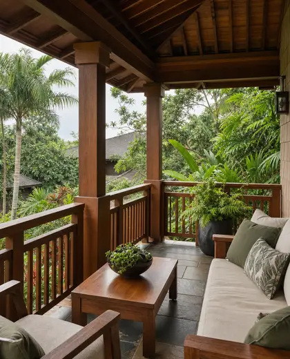 craftsman backyard — balcony (tropical)