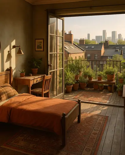 vintage rooftop garden — youth bedroom (urban)