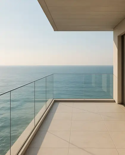 minimalist building — balcony (ocean)