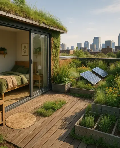 sustainable rooftop garden — youth bedroom (urban)