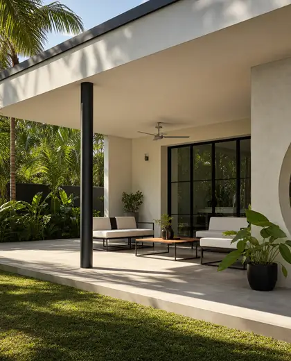 bauhaus backyard — veranda (tropical)