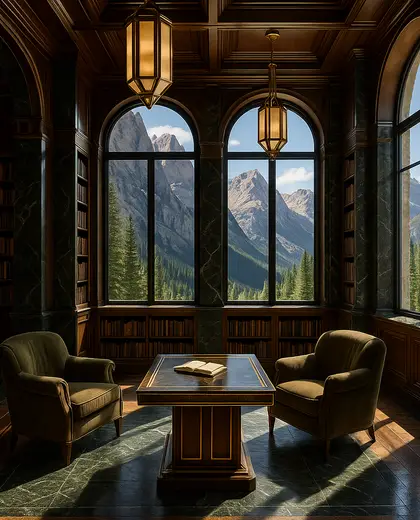 art deco home — library (mountain)