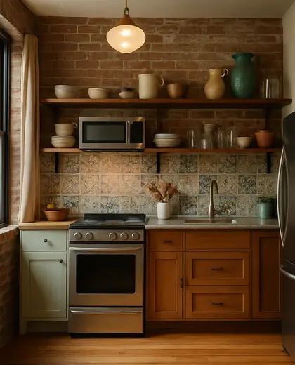 eclectic apartment — small kitchen (urban)