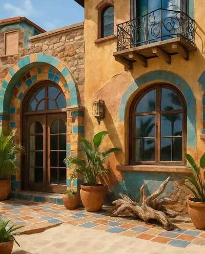 eclectic facade — patio (beach)