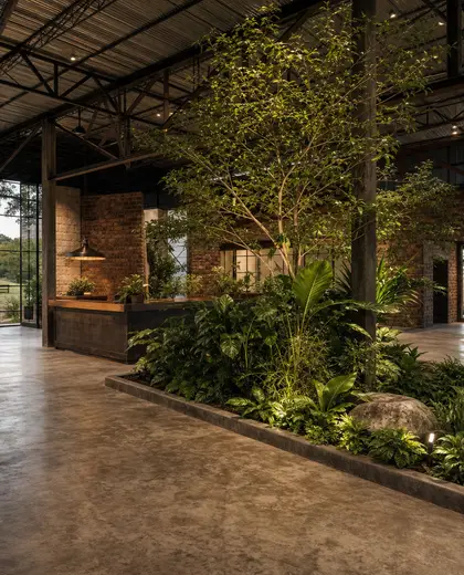 industrial indoor garden — reception (rural)