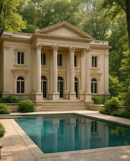 neoclassical home — pool (forest)