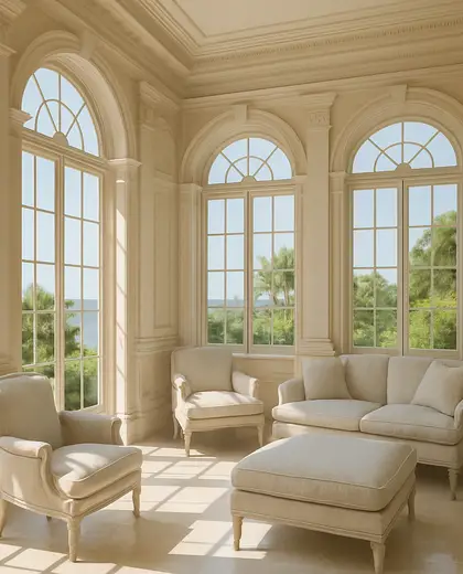 neoclassical home — sunroom (coastal)