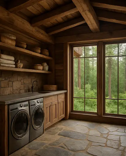 rustic penthouse — laundry room (forest)