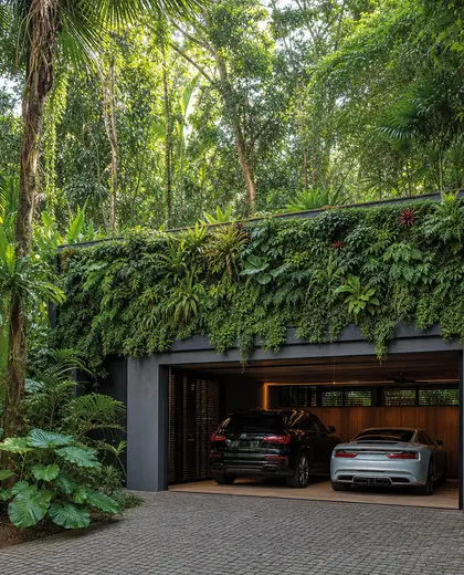 tropical vertical garden — garage (forest)