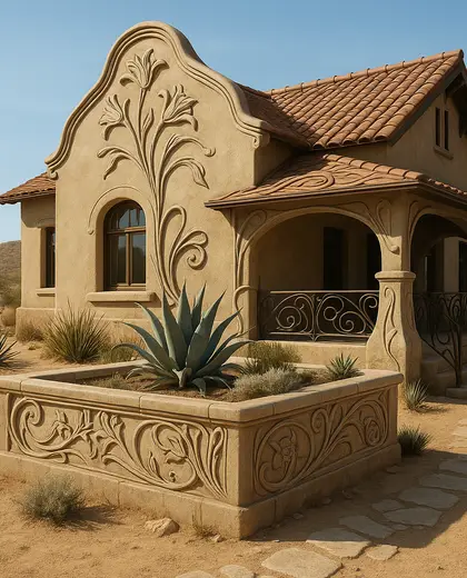 art nouveau house — raised garden bed (desert)