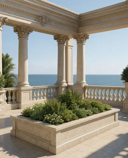 neoclassical rooftop garden — raised garden bed (ocean)