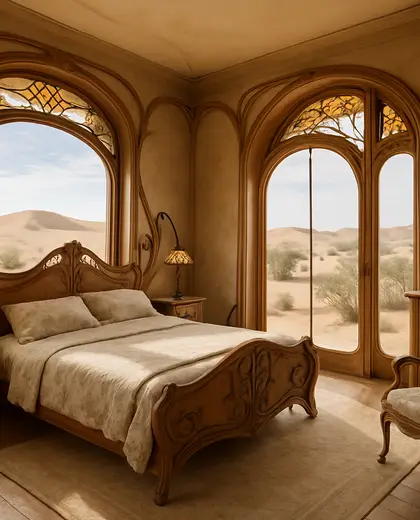 art nouveau hotel — bedroom (desert)