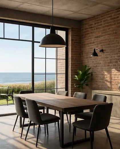 industrial yard — formal dining room (coastal)