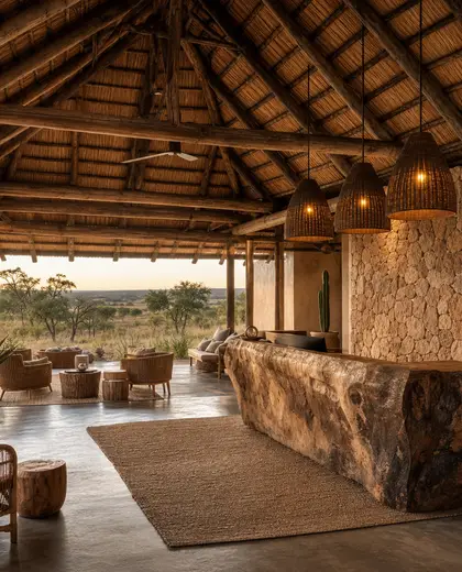 rustic public space — reception (savanna)