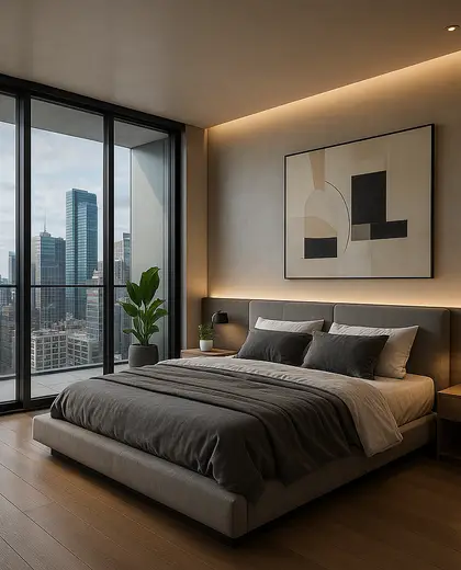 modern condo — bedroom (urban)