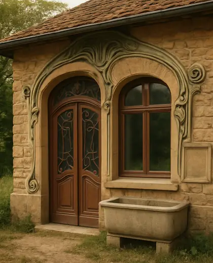 art nouveau facade — laundry room (rural)