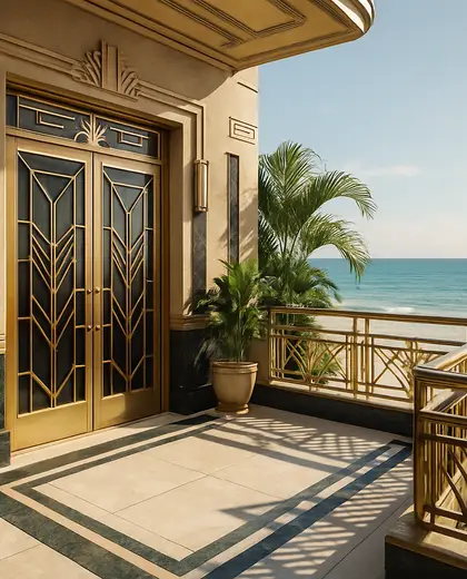art deco office space — balcony (beach)