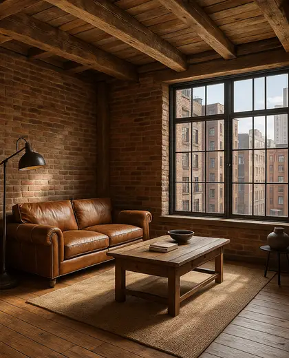 rustic home — living room (urban)