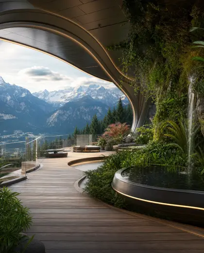 futuristic indoor garden — deck (mountain)