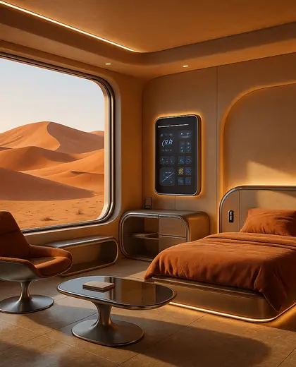 futuristic salon — youth bedroom (desert)