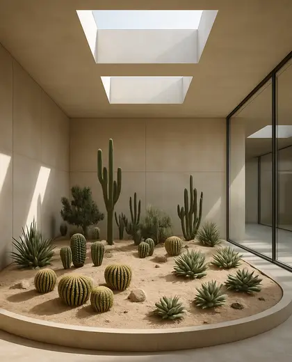 minimalist indoor garden — main hall (desert)