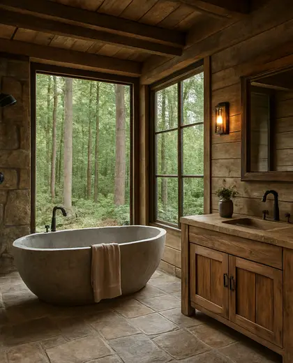 rustic house — bathroom (forest)