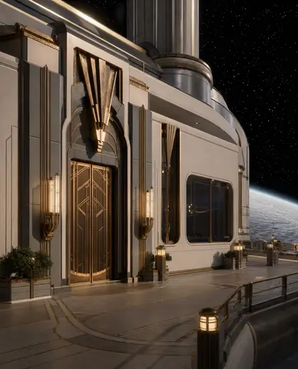 art deco facade — deck (space)