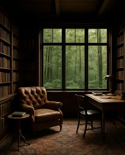 vintage salon — library (forest)