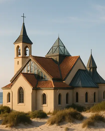 eclectic church — roof (beach)