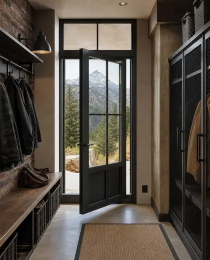 industrial home — mud room (mountain)