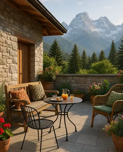 eclectic rooftop garden — breakfast nook (alpine)