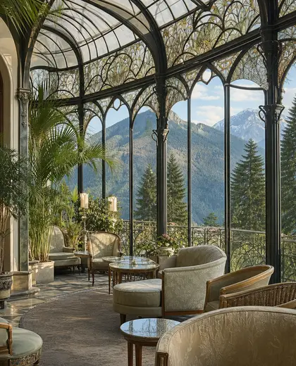 art nouveau hotel — sunroom (mountain)