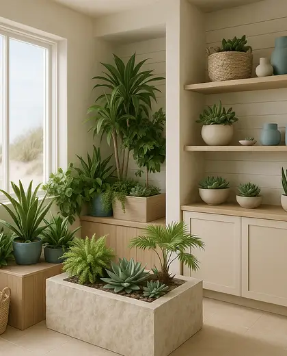 contemporary indoor garden — storage room (coastal)