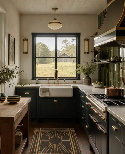 art deco farmhouse — small kitchen (rural)
