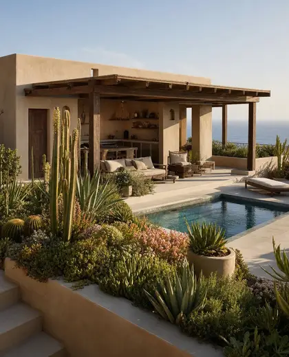 southwestern rooftop garden — pool house (ocean)