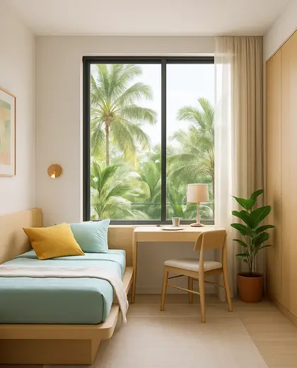 contemporary condo — youth bedroom (tropical)