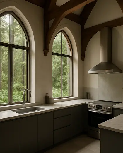 modern church — small kitchen (forest)