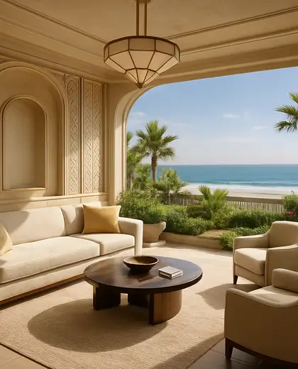 art deco rooftop garden — family room (beach)