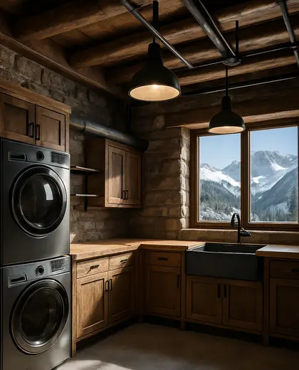 industrial farmhouse — laundry room (alpine)