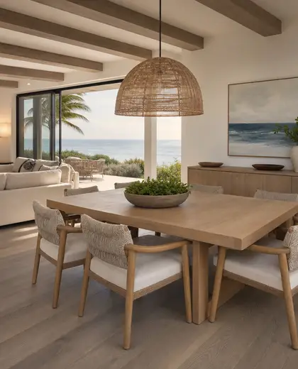 modern salon — informal dining room (coastal)