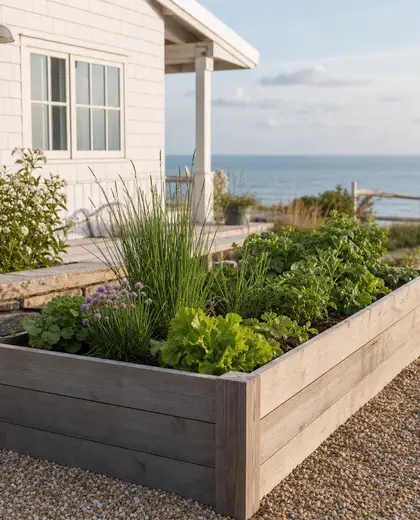 farmhouse yard — raised garden bed (beach)