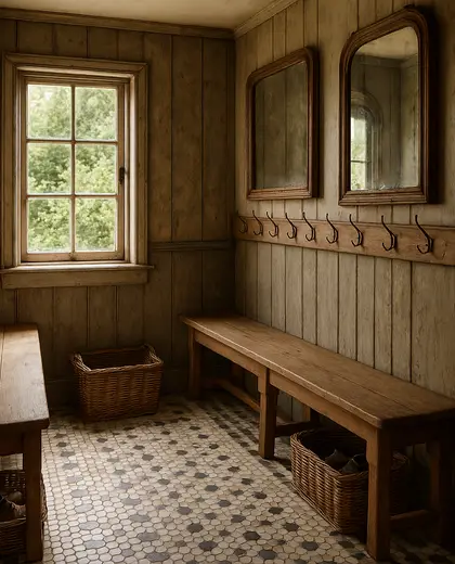 vintage salon — mud room (rural)