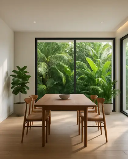 minimalist condo — formal dining room (tropical)