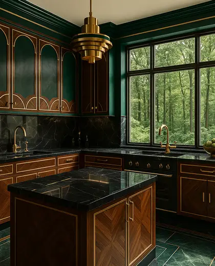 art deco home — kitchen (forest)