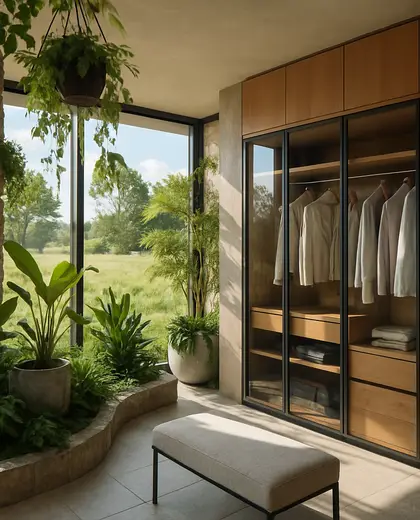 modern indoor garden — dressing room (rural)