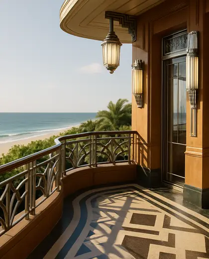 art deco condo — deck (coastal)