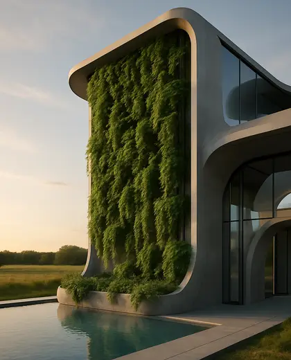 futuristic vertical garden — pool (rural)