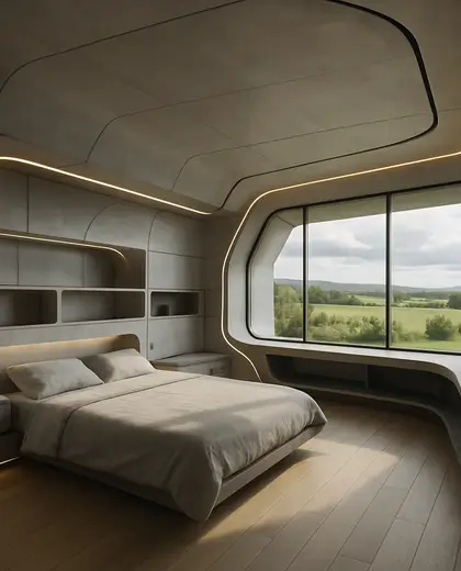 futuristic house — bedroom (rural)