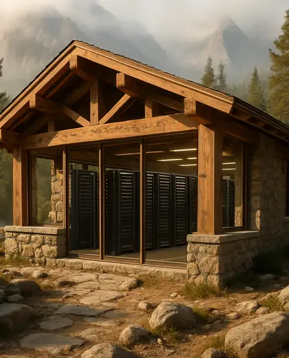 rustic building — server room (mountain)