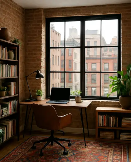 eclectic apartment — home office (urban)